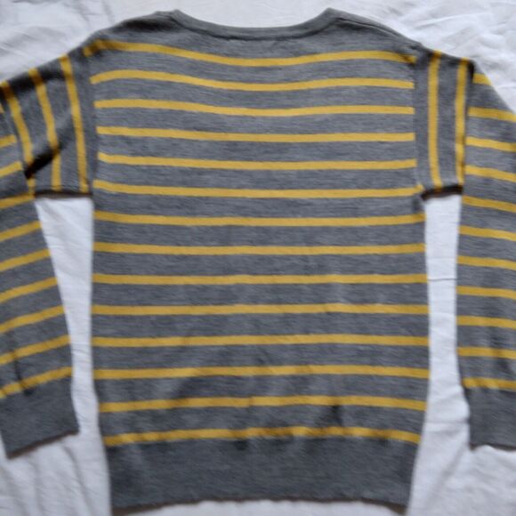 Brunella Gori Italian Merino Wool Yellow Gray Stripe Knit Sweater Y2K Grunge L - Picture 10 of 12